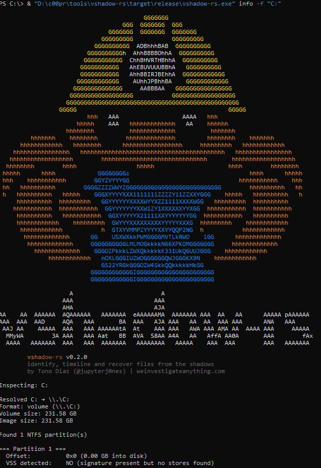 vshadow-rs leyendo desde volumen montado C: