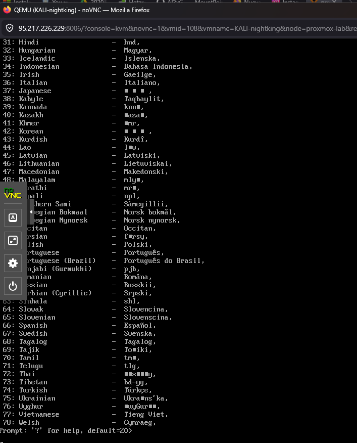 Kali language prompt blocking install