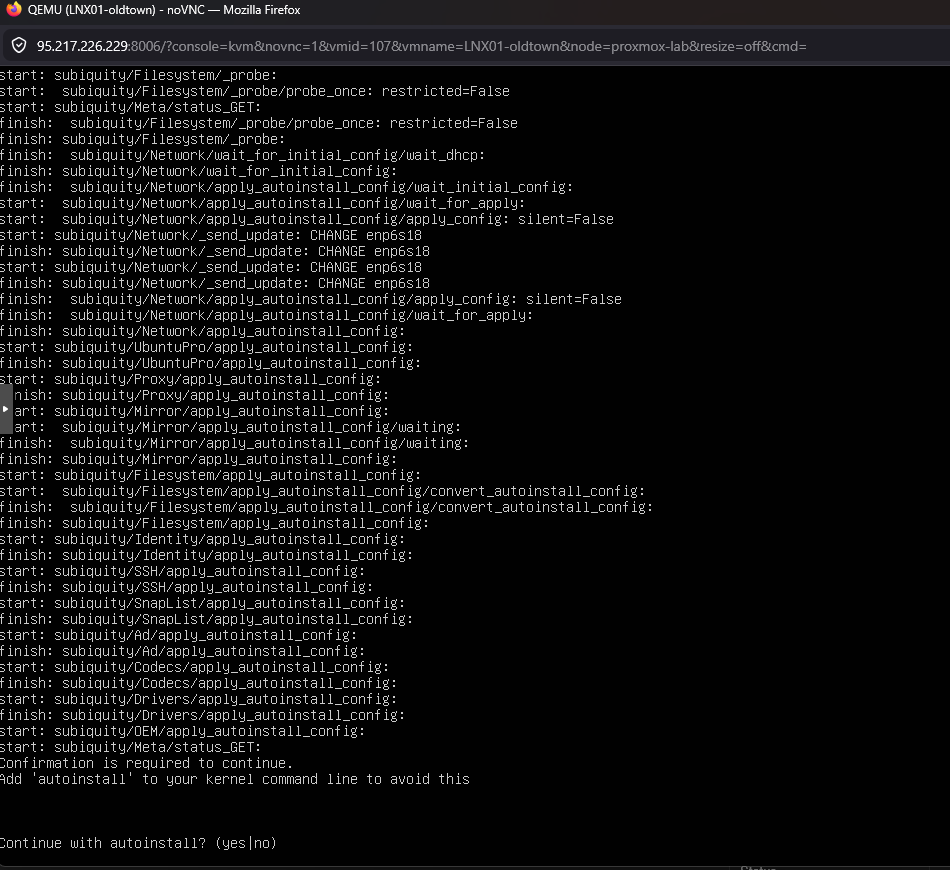 Ubuntu autoinstall prompt blocking install
